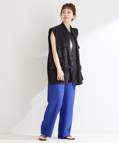 B.C STOCK（ベーセーストック）の「コードラインタックパンツ（スラックス・レディース・ブルー/ブラック/アイボリー・FREE）」の17枚目の写真