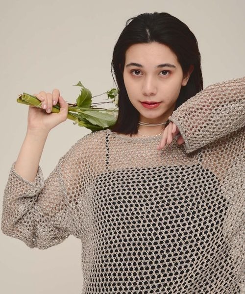 eL（エル）の「【eL】5G Glitter Mesh Pullover/112320（ニット