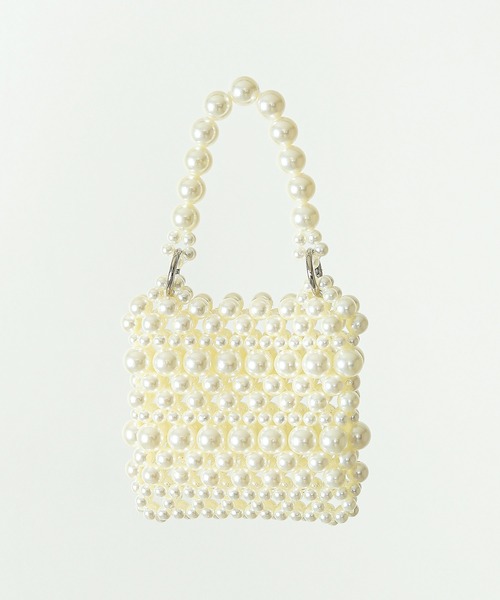 Kana（カナ）の「2WAY ビーズ スクエア ミニ ハンドバッグ コンパクト 結婚式 お呼ばれ オケージョン（ハンドバッグ・レディース・シルバー/アイボリー/ブラック・フリー）」の20枚目の写真