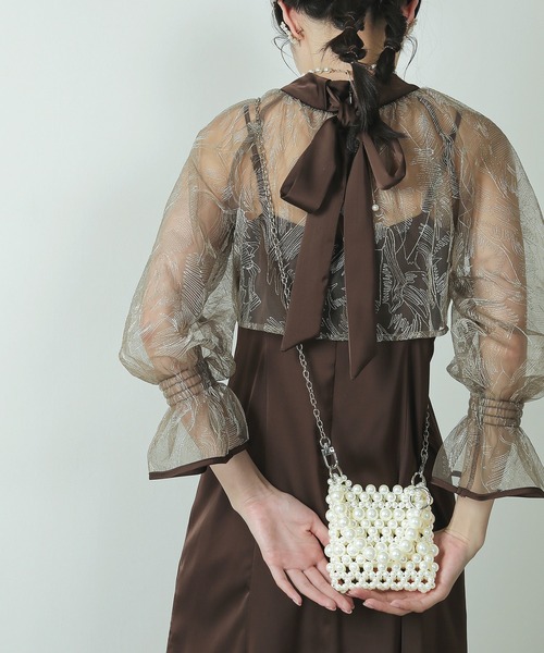 Kana（カナ）の「2WAY ビーズ スクエア ミニ ハンドバッグ コンパクト 結婚式 お呼ばれ オケージョン（ハンドバッグ・レディース・シルバー/アイボリー/ブラック・フリー）」の22枚目の写真