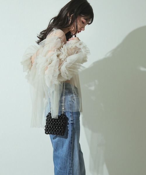 Kana（カナ）の「2WAY ビーズ スクエア ミニ ハンドバッグ コンパクト 結婚式 お呼ばれ オケージョン（ハンドバッグ・レディース・シルバー/アイボリー/ブラック・フリー）」の14枚目の写真