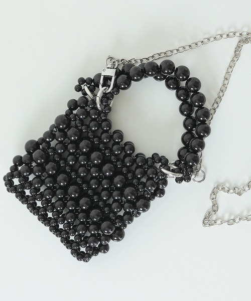 Kana（カナ）の「2WAY ビーズ スクエア ミニ ハンドバッグ コンパクト 結婚式 お呼ばれ オケージョン（ハンドバッグ・レディース・シルバー/アイボリー/ブラック・フリー）」の17枚目の写真