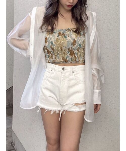 GYDA（ジェイダ）の「ラメワッシャーボリュームスリーブオーバーシャツ（シャツ/ブラウス・レディース・グレー/オフホワイト・FREE）」の4枚目の写真