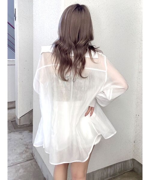 GYDA（ジェイダ）の「ラメワッシャーボリュームスリーブオーバーシャツ（シャツ/ブラウス・レディース・グレー/オフホワイト・FREE）」の6枚目の写真