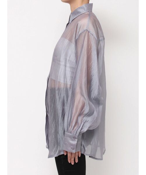 GYDA（ジェイダ）の「ラメワッシャーボリュームスリーブオーバーシャツ（シャツ/ブラウス・レディース・グレー/オフホワイト・FREE）」の10枚目の写真