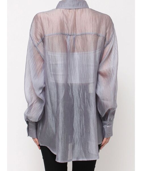 GYDA（ジェイダ）の「ラメワッシャーボリュームスリーブオーバーシャツ（シャツ/ブラウス・レディース・グレー/オフホワイト・FREE）」の11枚目の写真