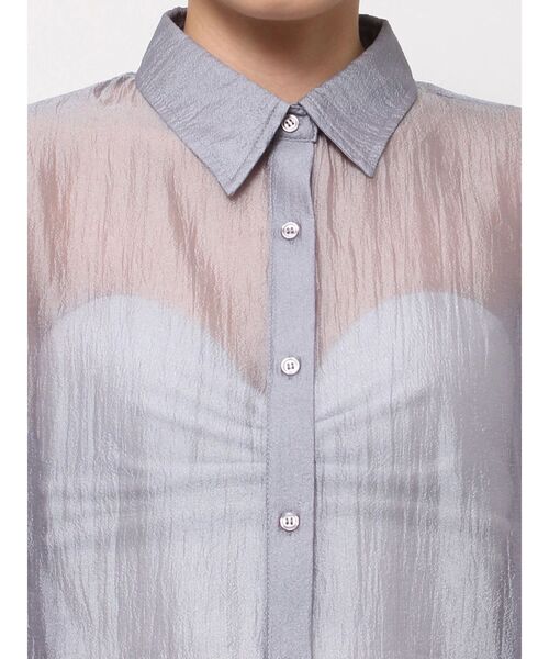 GYDA（ジェイダ）の「ラメワッシャーボリュームスリーブオーバーシャツ（シャツ/ブラウス・レディース・グレー/オフホワイト・FREE）」の12枚目の写真