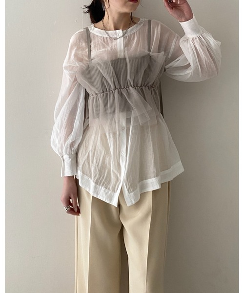 She's Closet（シーズクローゼット）の「フリルチュールビスチェキャミソール（チューブトップ・レディース・アイボリー/グレー/ブラック/グレイッシュベージュ・FREE）」の13枚目の写真