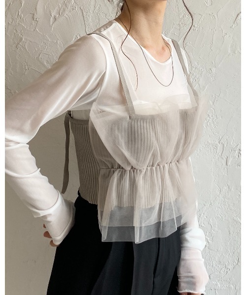 She's Closet（シーズクローゼット）の「フリルチュールビスチェキャミソール（チューブトップ・レディース・アイボリー/グレー/ブラック/グレイッシュベージュ・FREE）」の16枚目の写真