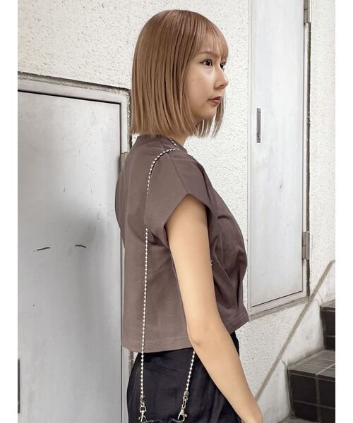 MURUA(ムルーア)の「ヘムタックタンクトップ(Tシャツ/カットソー・レディース・ホワイト/ピンク/モカ/イエロー/ブラック・FREE)」の9枚目の写真