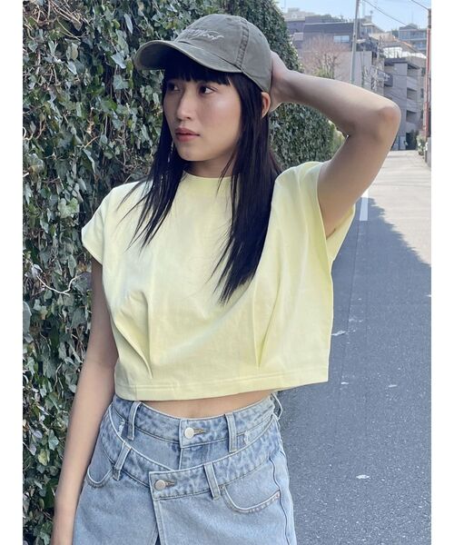 MURUA(ムルーア)の「ヘムタックタンクトップ(Tシャツ/カットソー・レディース・ホワイト/ピンク/モカ/イエロー/ブラック・FREE)」の16枚目の写真