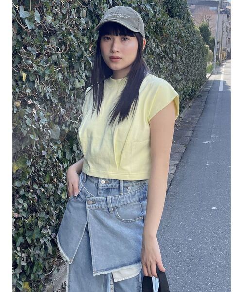 MURUA(ムルーア)の「ヘムタックタンクトップ(Tシャツ/カットソー・レディース・ホワイト/ピンク/モカ/イエロー/ブラック・FREE)」の17枚目の写真