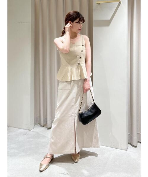 FREE'S MART（フリーズマート）の「◆麻混アシメボタンペプラムブラウス（シャツ/ブラウス・レディース・ブラウン/ライトグリーン/ベージュ・FREE）」の15枚目の写真