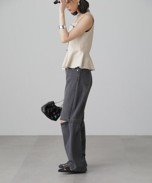 FREE'S MART（フリーズマート）の「◆麻混アシメボタンペプラムブラウス（シャツ/ブラウス・レディース・ブラウン/ライトグリーン/ベージュ・FREE）」の18枚目の写真