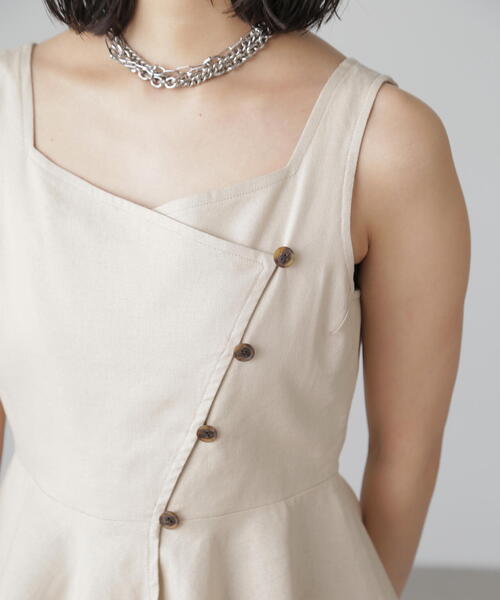 FREE'S MART（フリーズマート）の「◆麻混アシメボタンペプラムブラウス（シャツ/ブラウス・レディース・ブラウン/ライトグリーン/ベージュ・FREE）」の21枚目の写真