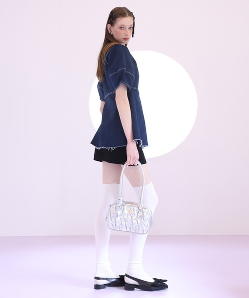 Seemi. byNICECLAUP（ シーミーバイナイスクラップ）の「【Seemi.】ボリュームスリーブデニムチュニック（シャツ/ブラウス・レディース・ネイビー/ブルー・FREE）」の21枚目の写真