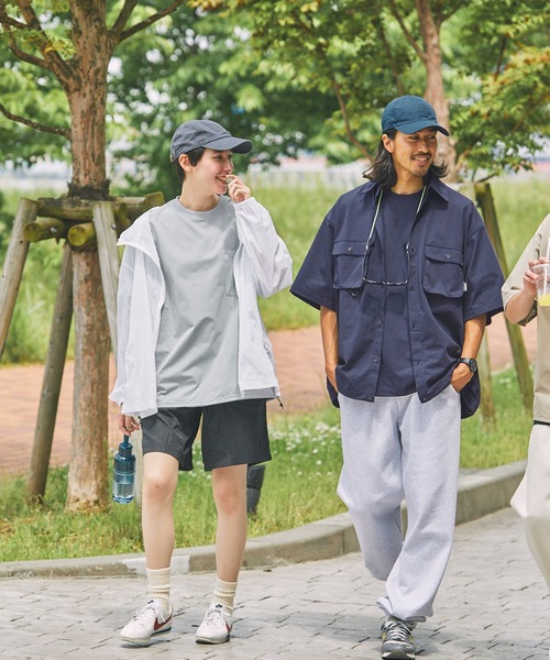 【THECRAFTCREWPRODUCTS】テックファブリックドローコードビッグシルエットクルーネックポケット半袖Tシャツ/接触冷感・吸水速乾