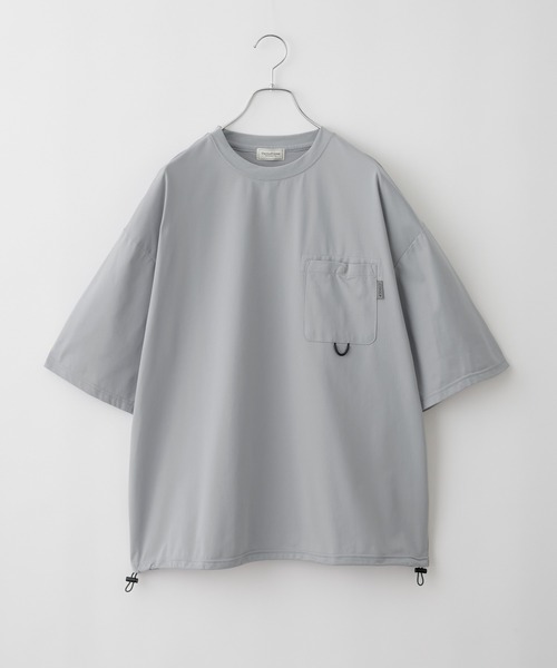 THE CRAFT CREW PRODUCTS（ザクラフトクループロダクツ）の「【THE CRAFT CREW PRODUCTS】テックファブリック ドローコード ビッグシルエット クルーネックポケット半袖Tシャツ / 接触冷感・吸水速乾（Tシャツ/カットソー）」｜詳細画像
