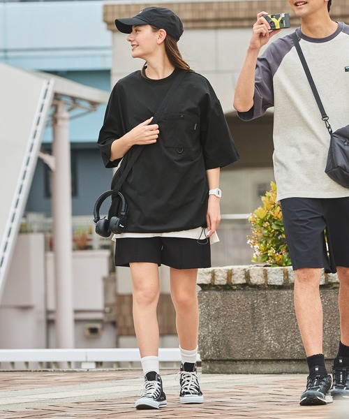 THE CRAFT CREW PRODUCTS（ザクラフトクループロダクツ）の「【THE CRAFT CREW PRODUCTS】テックファブリック ドローコード ビッグシルエット クルーネックポケット半袖Tシャツ / 接触冷感・吸水速乾（Tシャツ/カットソー）」｜詳細画像