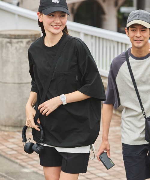THE CRAFT CREW PRODUCTS（ザクラフトクループロダクツ）の「【THE CRAFT CREW PRODUCTS】テックファブリック ドローコード ビッグシルエット クルーネックポケット半袖Tシャツ / 接触冷感・吸水速乾（Tシャツ/カットソー）」｜詳細画像