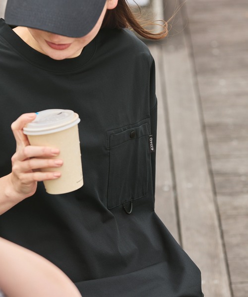 THE CRAFT CREW PRODUCTS（ザクラフトクループロダクツ）の「【THE CRAFT CREW PRODUCTS】テックファブリック ドローコード ビッグシルエット クルーネックポケット半袖Tシャツ / 接触冷感・吸水速乾（Tシャツ/カットソー）」｜詳細画像