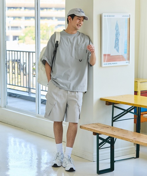 THE CRAFT CREW PRODUCTS（ザクラフトクループロダクツ）の「【THE CRAFT CREW PRODUCTS】テックファブリック ドローコード ビッグシルエット クルーネックポケット半袖Tシャツ / 接触冷感・吸水速乾（Tシャツ/カットソー）」｜詳細画像