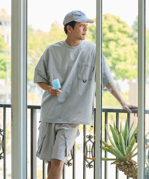 THE CRAFT CREW PRODUCTS（ザクラフトクループロダクツ）の「【THE CRAFT CREW PRODUCTS】テックファブリック ドローコード ビッグシルエット クルーネックポケット半袖Tシャツ / 接触冷感・吸水速乾（Tシャツ/カットソー）」｜詳細画像