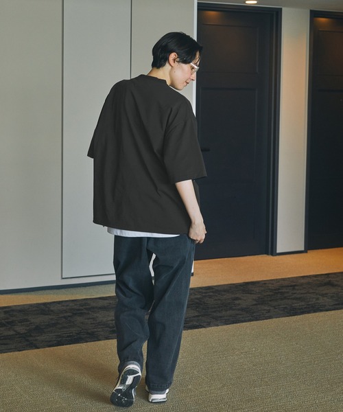 THE CRAFT CREW PRODUCTS（ザクラフトクループロダクツ）の「【THE CRAFT CREW PRODUCTS】テックファブリック ドローコード ビッグシルエット クルーネックポケット半袖Tシャツ / 接触冷感・吸水速乾（Tシャツ/カットソー）」｜詳細画像