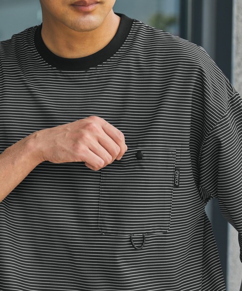 THE CRAFT CREW PRODUCTS（ザクラフトクループロダクツ）の「【THE CRAFT CREW PRODUCTS】テックファブリック ドローコード ビッグシルエット クルーネックポケット半袖Tシャツ / 接触冷感・吸水速乾（Tシャツ/カットソー）」｜詳細画像