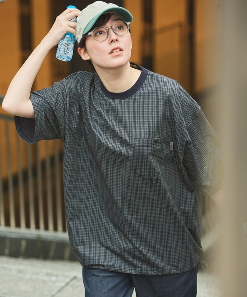 THE CRAFT CREW PRODUCTS（ザクラフトクループロダクツ）の「【THE CRAFT CREW PRODUCTS】テックファブリック ドローコード ビッグシルエット クルーネックポケット半袖Tシャツ / 接触冷感・吸水速乾（Tシャツ/カットソー）」｜詳細画像