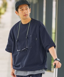 まぁたん④夏3Lブルーグリーン∞カットワークレース切替半袖Tシャツ