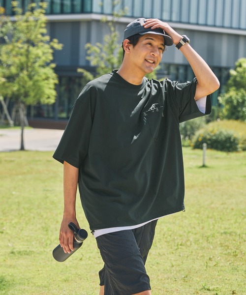 THE CRAFT CREW PRODUCTS（ザクラフトクループロダクツ）の「【THE CRAFT CREW PRODUCTS】テックファブリック ドローコード ビッグシルエット クルーネックポケット半袖Tシャツ / 接触冷感・吸水速乾（Tシャツ/カットソー）」｜詳細画像