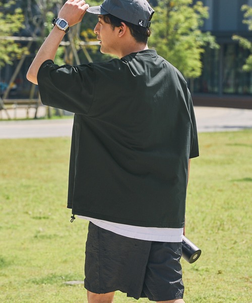 THE CRAFT CREW PRODUCTS（ザクラフトクループロダクツ）の「【THE CRAFT CREW PRODUCTS】テックファブリック ドローコード ビッグシルエット クルーネックポケット半袖Tシャツ / 接触冷感・吸水速乾（Tシャツ/カットソー）」｜詳細画像