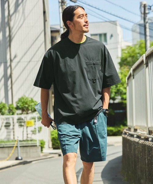 THE CRAFT CREW PRODUCTS（ザクラフトクループロダクツ）の「【THE CRAFT CREW PRODUCTS】テックファブリック ドローコード ビッグシルエット クルーネックポケット半袖Tシャツ / 接触冷感・吸水速乾（Tシャツ/カットソー）」｜詳細画像