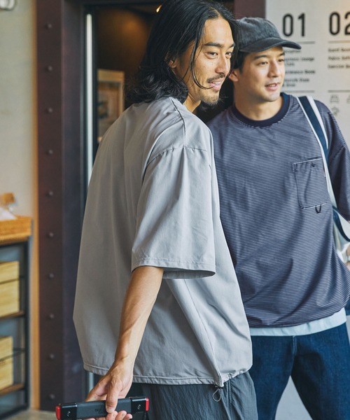 THE CRAFT CREW PRODUCTS（ザクラフトクループロダクツ）の「【THE CRAFT CREW PRODUCTS】テックファブリック ドローコード ビッグシルエット クルーネックポケット半袖Tシャツ / 接触冷感・吸水速乾（Tシャツ/カットソー）」｜詳細画像