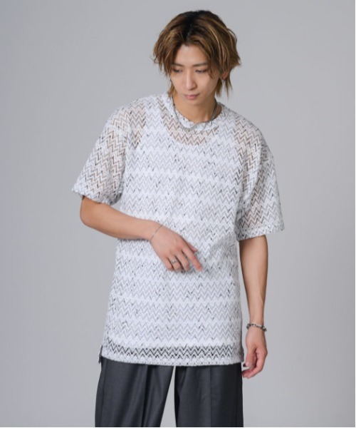 REGIEVO（レジエボ）の「REGIEVO ジャガードニットソーTシャツ（Tシャツ/カットソー・メンズ・ブラック/グレー・L/M）」の18枚目の写真