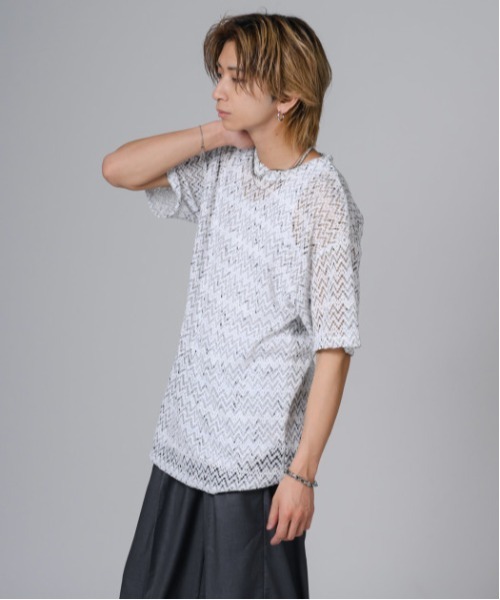 REGIEVO（レジエボ）の「REGIEVO ジャガードニットソーTシャツ（Tシャツ/カットソー・メンズ・ブラック/グレー・L/M）」の19枚目の写真