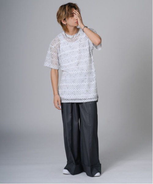 REGIEVO（レジエボ）の「REGIEVO ジャガードニットソーTシャツ（Tシャツ/カットソー・メンズ・ブラック/グレー・L/M）」の21枚目の写真
