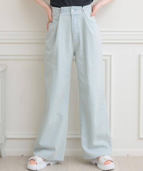 ems excite（エムズエキサイト）の「ウエストホックデニムPT（デニムパンツ・レディース・ブラック/ブルー系その他5/ライトブルー/ブルー・MEDIUM/SMALL）」の4枚目の写真