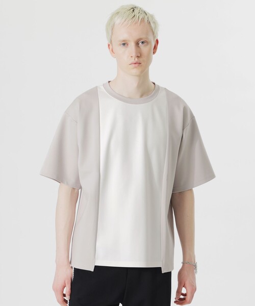 LOVELESS（ラブレス）の「カラーブロッキングオーバートップス（Tシャツ/カットソー・メンズ・オフホワイト/ベージュ系その他/グレー系その他2・L/M）」の2枚目の写真