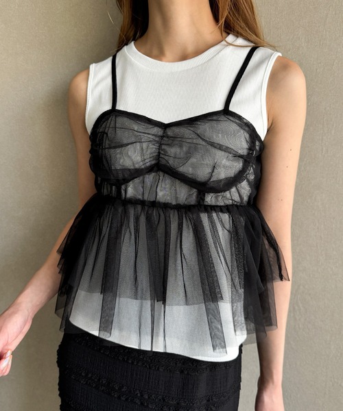 セール】チュールビスチェセットトップス（Tシャツ/カットソー