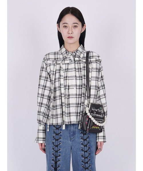 PAMEO POSE（パメオポーズ）の「Plaid Ribbon Pleated Shirt（シャツ 