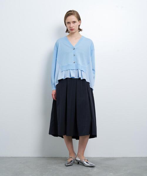 LANVIN en Bleu（ランバンオンブルー）の「Vネックコンビカーディガン（カーディガン/ボレロ・レディース・グレー/ブルー系その他/ブラック・38）」の5枚目の写真