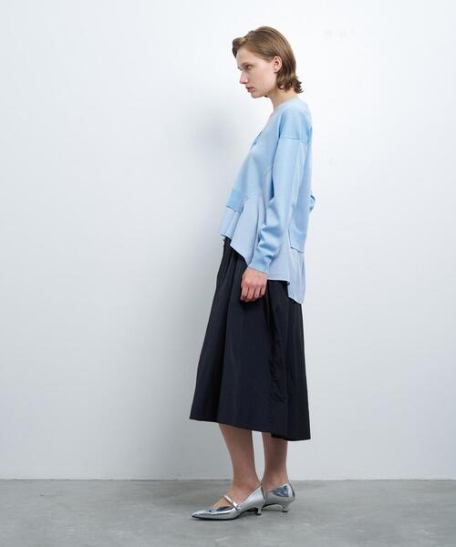 LANVIN en Bleu（ランバンオンブルー）の「Vネックコンビカーディガン（カーディガン/ボレロ・レディース・グレー/ブルー系その他/ブラック・38）」の6枚目の写真