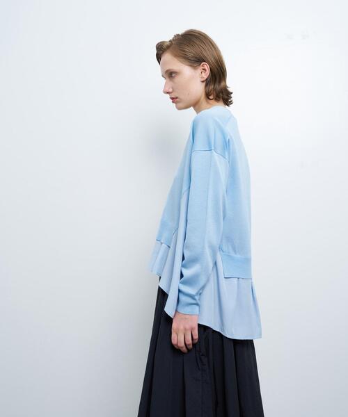 LANVIN en Bleu（ランバンオンブルー）の「Vネックコンビカーディガン（カーディガン/ボレロ・レディース・グレー/ブルー系その他/ブラック・38）」の8枚目の写真