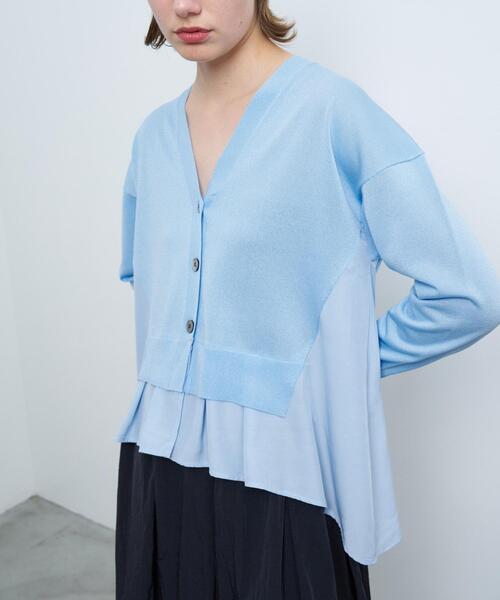 LANVIN en Bleu（ランバンオンブルー）の「Vネックコンビカーディガン（カーディガン/ボレロ・レディース・グレー/ブルー系その他/ブラック・38）」の10枚目の写真