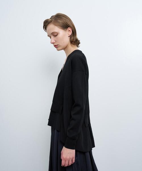 LANVIN en Bleu（ランバンオンブルー）の「Vネックコンビカーディガン（カーディガン/ボレロ・レディース・グレー/ブルー系その他/ブラック・38）」の14枚目の写真