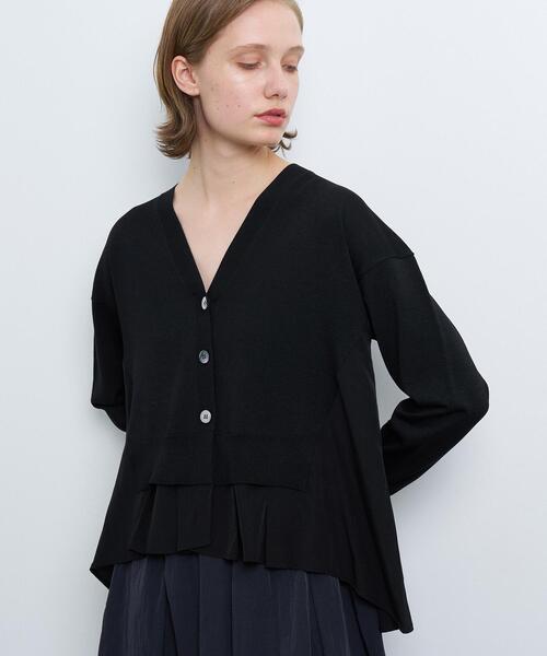 LANVIN en Bleu（ランバンオンブルー）の「Vネックコンビカーディガン（カーディガン/ボレロ・レディース・グレー/ブルー系その他/ブラック・38）」の16枚目の写真