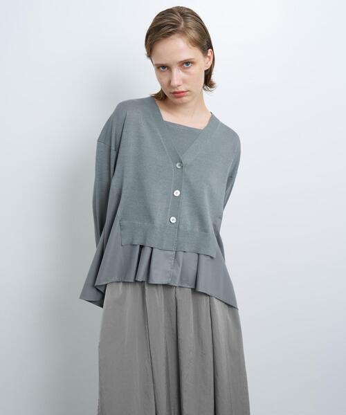 LANVIN en Bleu（ランバンオンブルー）の「Vネックコンビカーディガン（カーディガン/ボレロ・レディース・グレー/ブルー系その他/ブラック・38）」の21枚目の写真