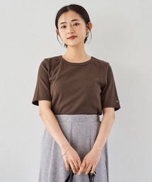 袖ロゴ刺繍リブトップス【シンプル・着回し】